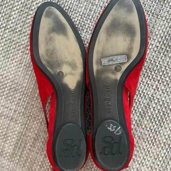 PAUL GREEN Maureen Red Genuine Suede Cutout Back Nows Ballet Flat US9/UK6.5 - Picture 6 of 7